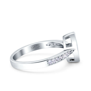 Marquise Art Deco Wedding Ring Lab Created White Opal 925 Sterling Silver